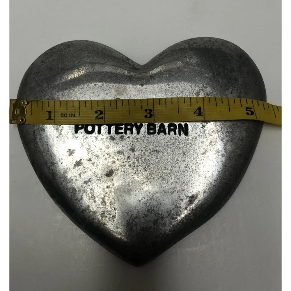 Pottery‎ Barn Trinket Dish Pewter Heart Shaped Tray